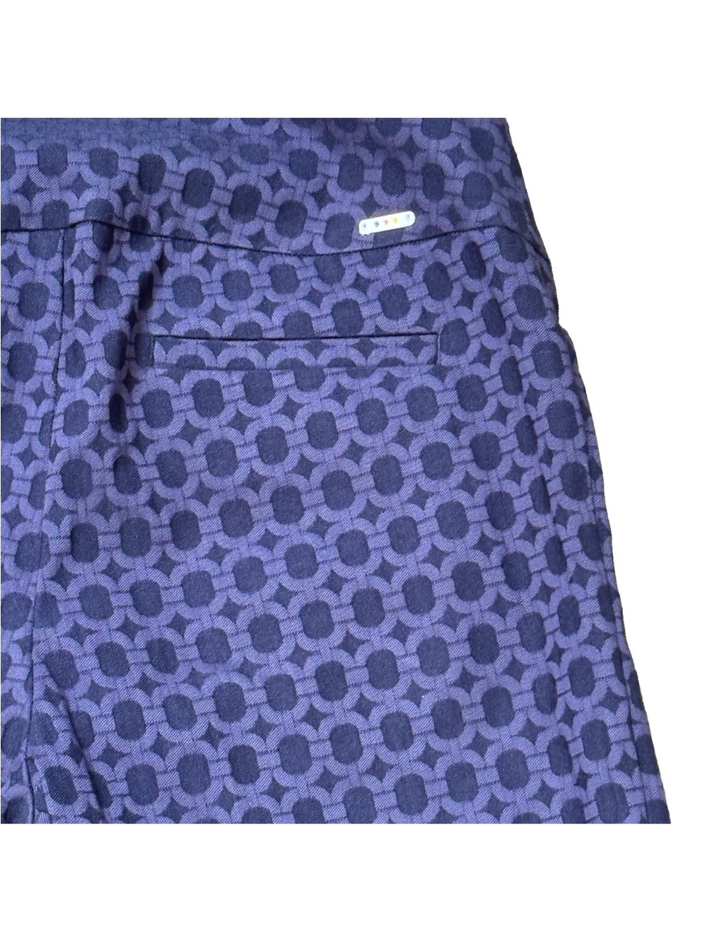 Swing Control Crop Golf Pants Women's 4 Navy Blue Geometric Scallop Hem Stretch - Picture 4 of 9